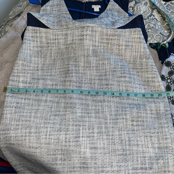 J. Crew Sheath Dress V-Neck Midi, Navy Blue and Gray - Picture 9 of 11